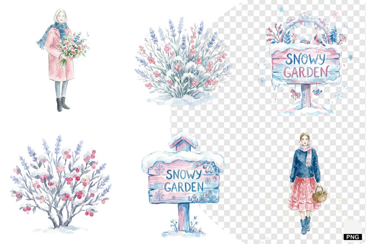 Frosted Garden Clipart example image 1