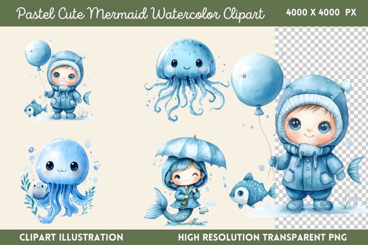 Cute Mermaid Clipart Image 8