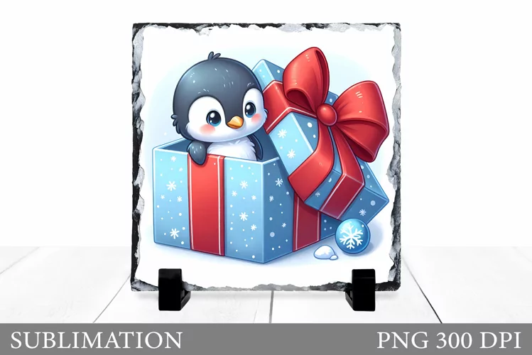 Cute Penguin Sublimation. Christmas Slate Sublimation