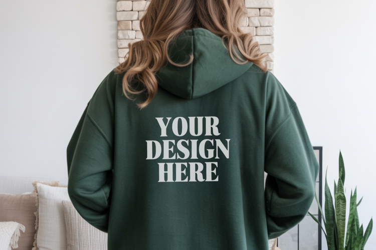 Forest Green Gildan 18500 Hoodie Mockup ,Cozy Unisex Sweatsh