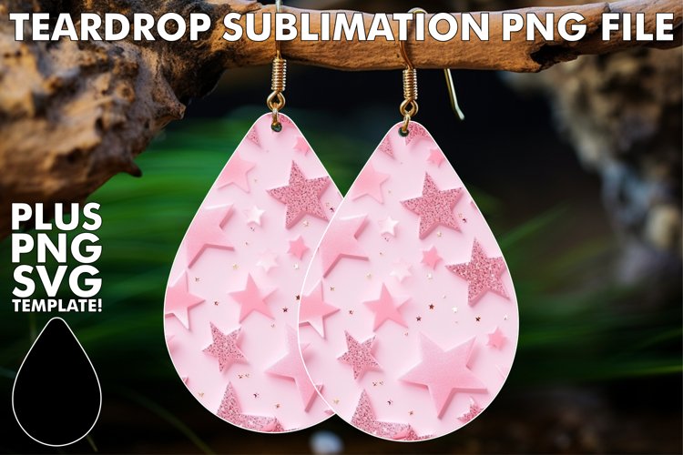 Luxury in Stars: Elegant Sublimation Teardrop Earrings