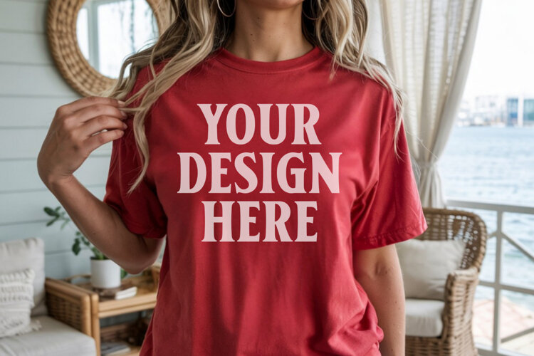 Comfort Colors 1717 Red T-Shirt Mockup example image 1