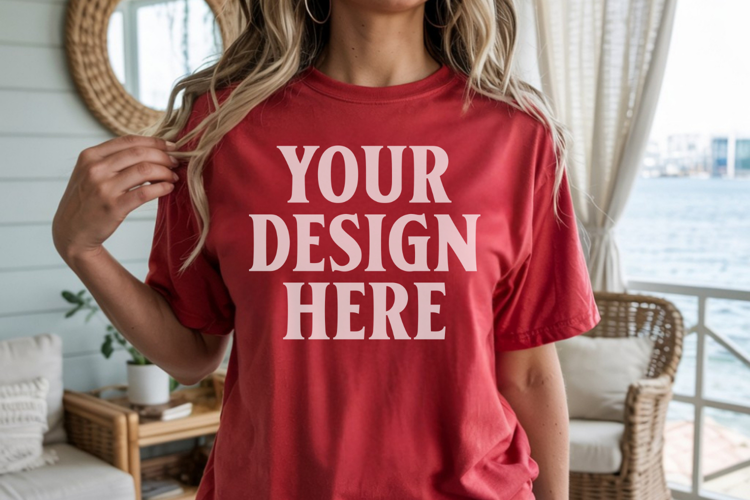 Comfort Colors 1717 Red T-Shirt Mockup