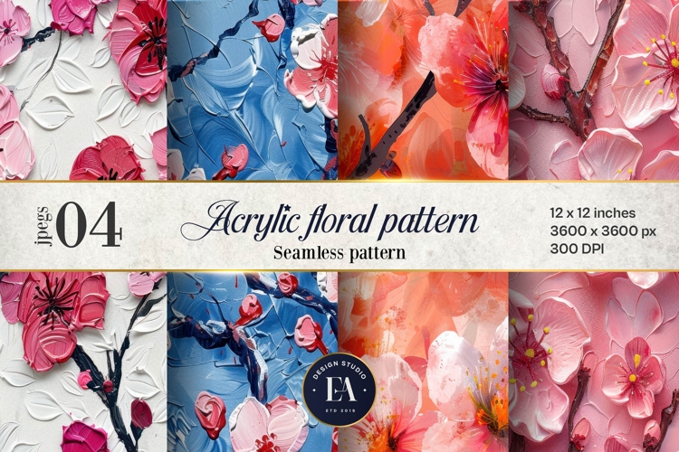 Acrylic floral pattern | Cherry Blossom floral pattern
