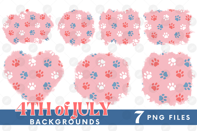 American 4th of July Cat Dog Paw Background Png DTF Bundle
