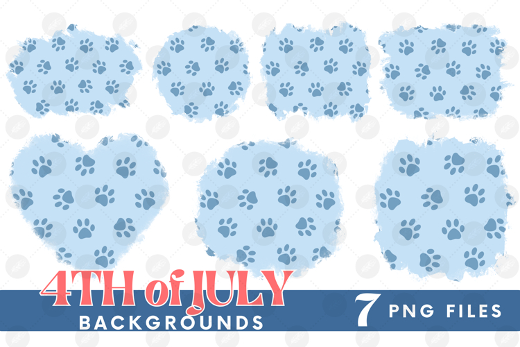 American 4th of July Cat Dog Paw Background Png DTF Bundle
