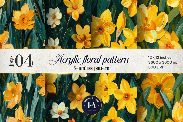 Acrylic floral pattern | Daffodils floral pattern