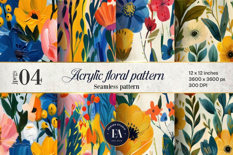 Acrylic floral pattern | Abstract floral pattern