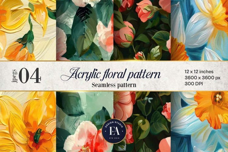 Acrylic floral pattern | Abstract floral pattern
