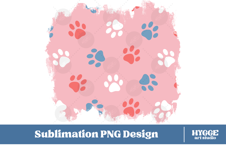 American 4th of July Cat Dog Paw Background Png Sublimation