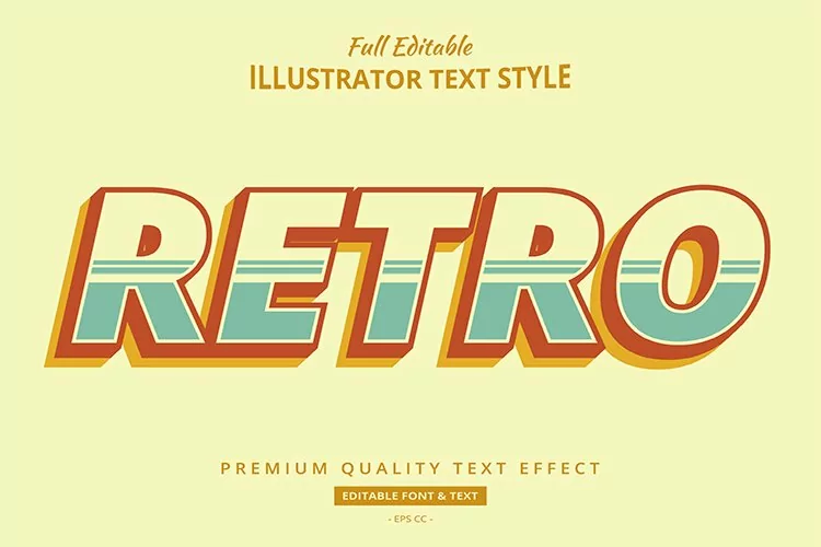 Retro Old 3D Illustrator Text Style Effect