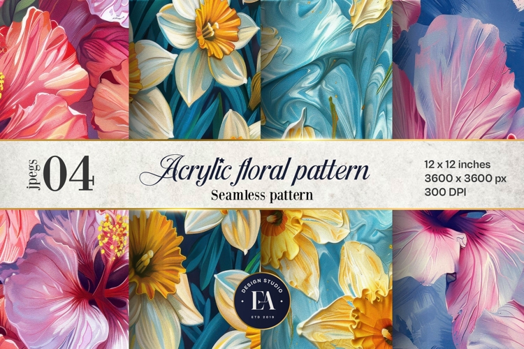Acrylic floral pattern | Abstract floral pattern