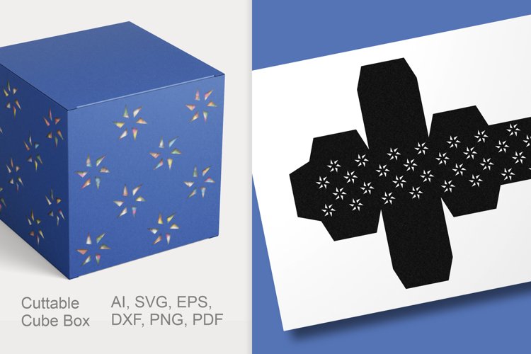 Tiny Stars Patterned Cuttable Gift Box Repeating Holes SVG