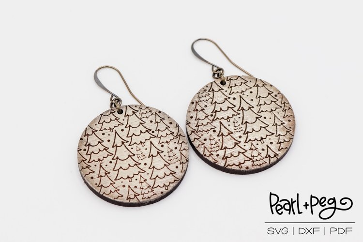 Tree Lot Round Laser Engraved Earring Download example image 1