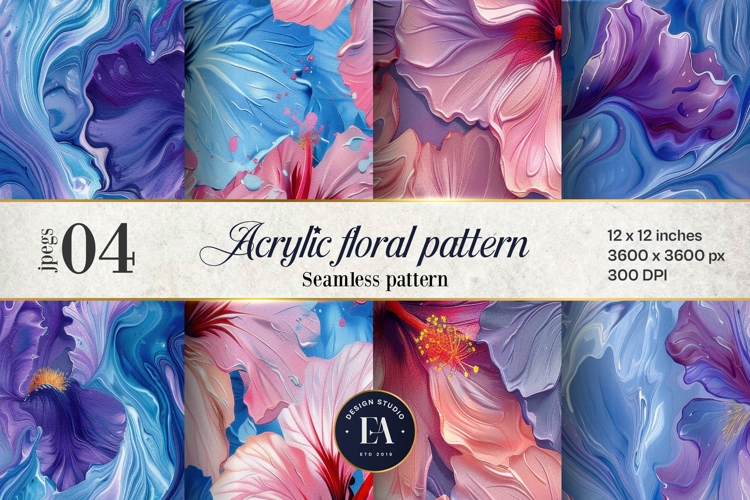 Acrylic floral pattern | Abstract floral pattern