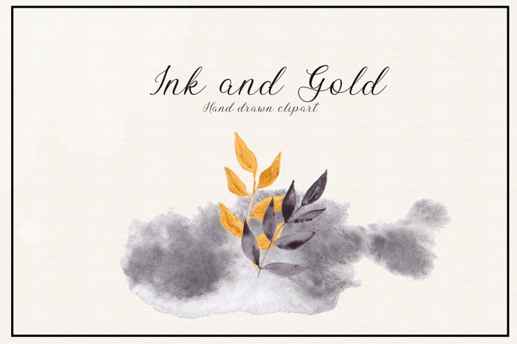 Ink and Gold. Hand drawn clipart example image 1