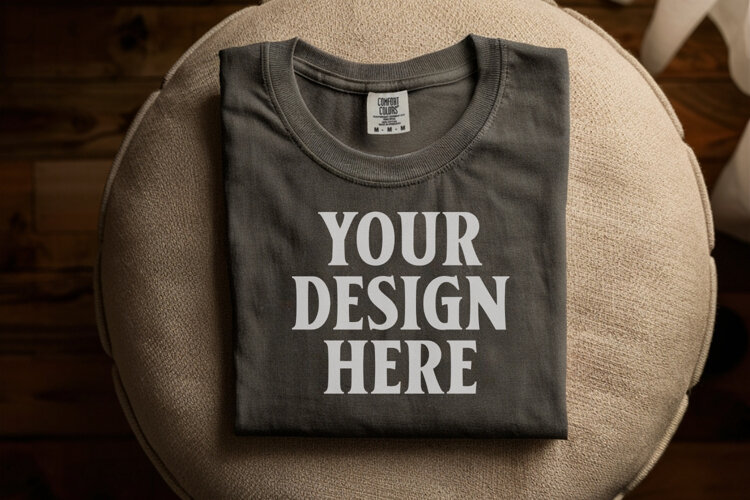 Pepper Comfort Colors 1717 Folded Tshirt Mockups example image 1