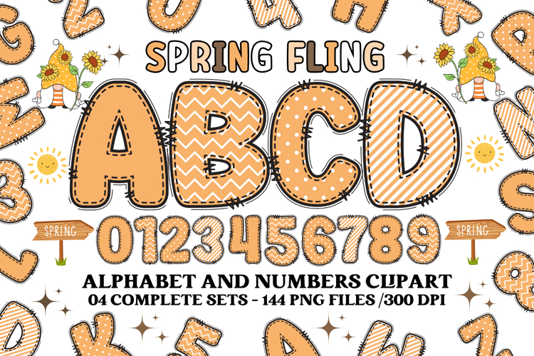 Spring Fling Alphabet png, letters doodle, spring clipart