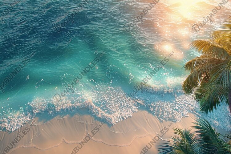 Aerial view turquoise ocean. Summer background. High photo example image 1