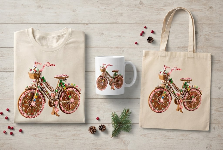 Gingerbread Bicycle Candy Christmas Sweet Holiday Art
