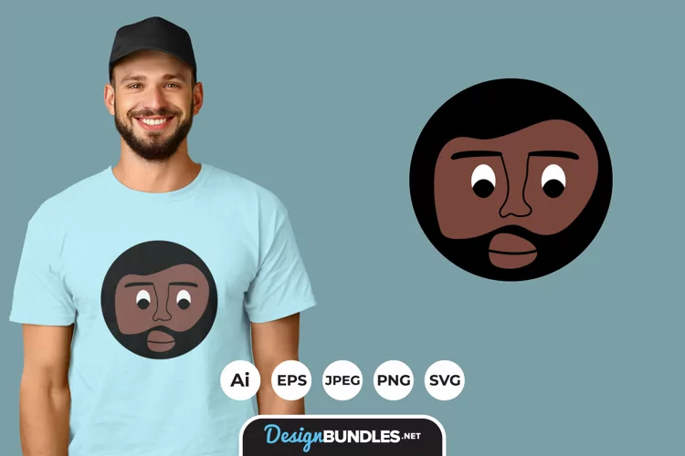 Ellipse Male Face Illustrations for T-Shirt Design