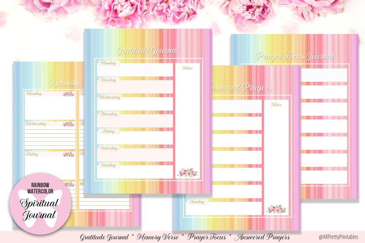 Rainbow Watercolor Spiritual Journal Printable Planner example image 1