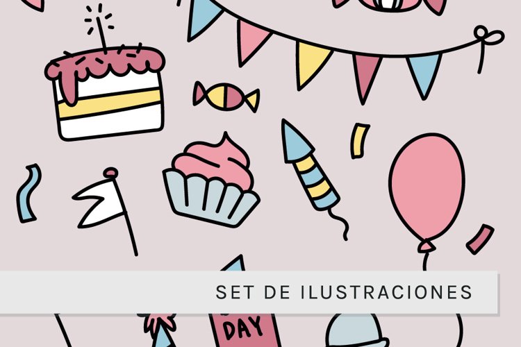 Set de Ilustraciones de Cumpleaños example image 1