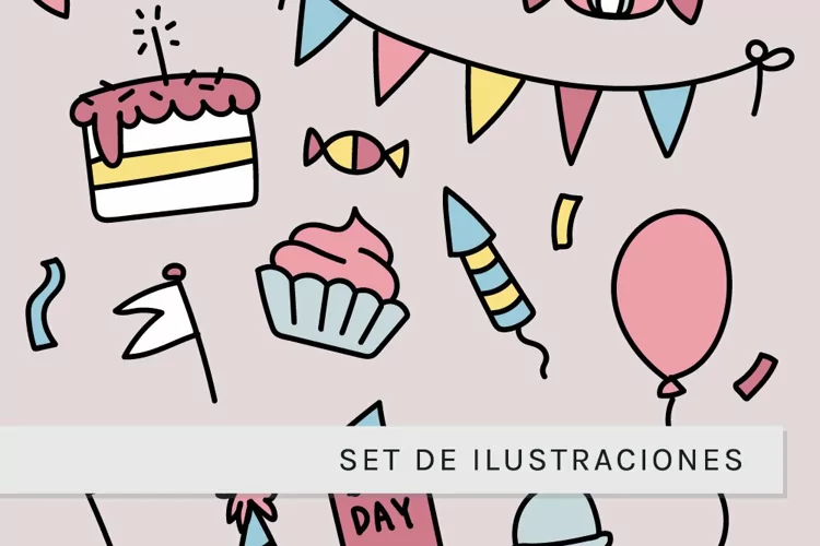 Set de Ilustraciones de Cumpleaños