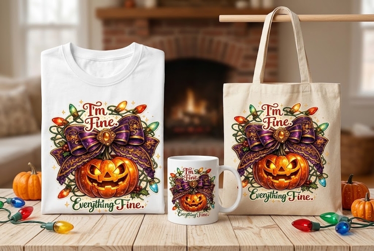 Im Fine Everything Fine Halloween PNG, Funny Pumpkin Christ