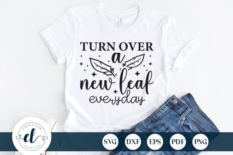 Fall SVG, Turn Over A New Leaf Everyday SVG DXF EPS PNG example image 1