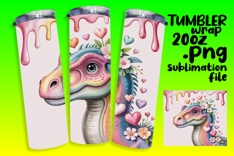 VIBRANT 20oz Tumbler Artwork for Gifts , Cute Dino