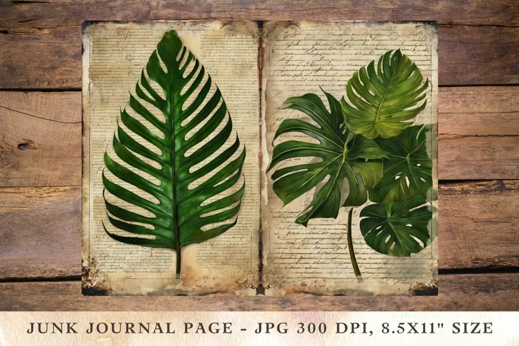 Printable Junk Journal Pages monstera 2