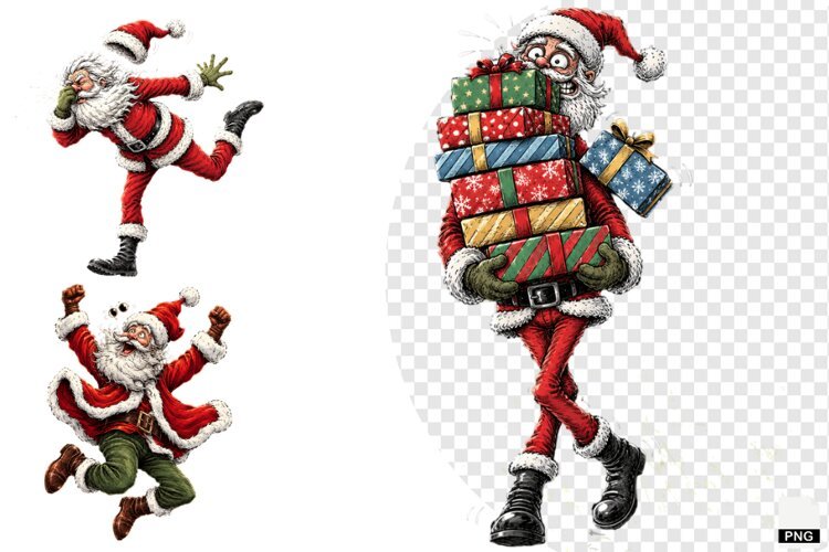 Funny Quirky Santa PNGs example image 1