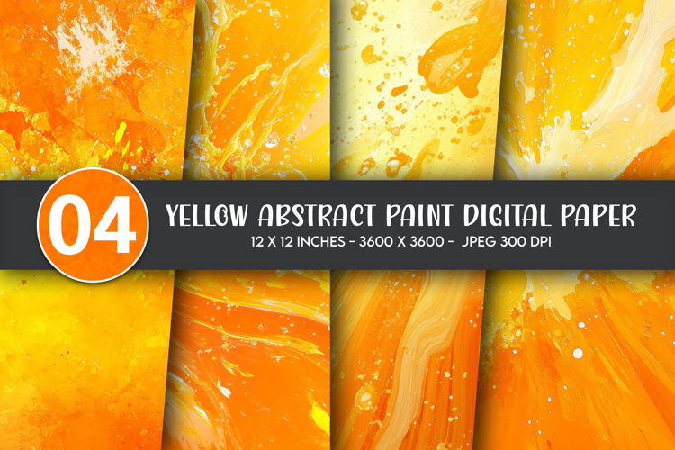 Yellow Abstract Paint Digital Paper