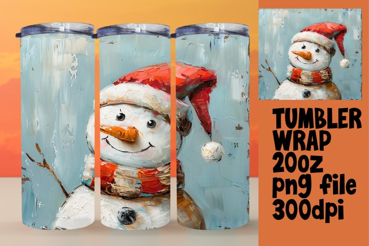 Cute Christmas Snowman Tumbler Wrap - Winter 20oz Design