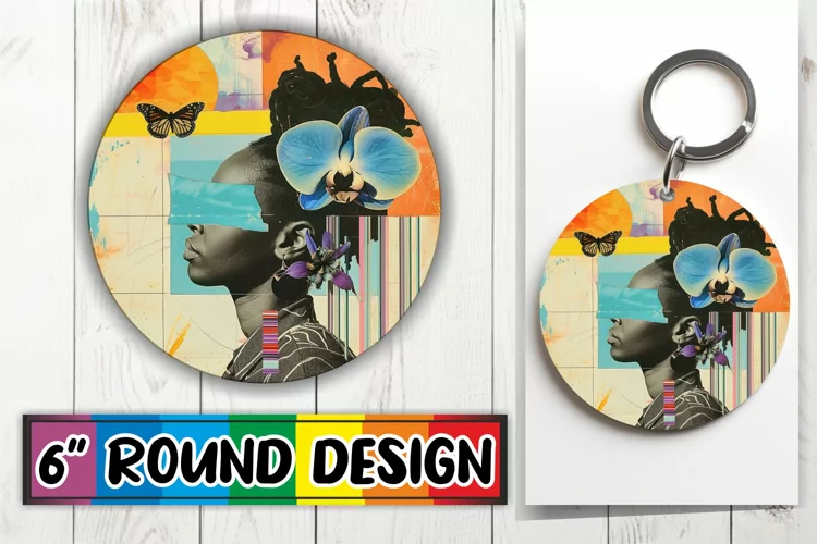 Black Woman Abstract Artistic Round Design Sublimation PNG
