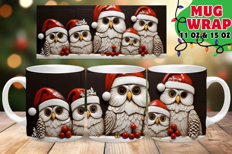 3D Christmas Snowy Charm Mug, 11oz & 15oz