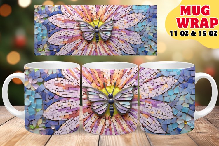 STAINED GLASS FLORAL WHIRL SUBLIMATION 11OZ 15OZ MUG WRAP