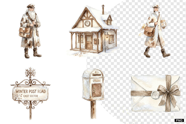 Winter Morning Mailbox Clipart example image 1