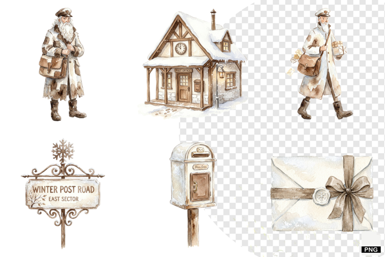 Winter Morning Mailbox Clipart