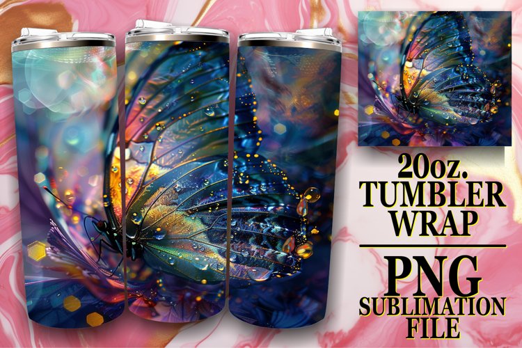 Sparkling Tumbler Wrap Glitter Butterfly 20oz