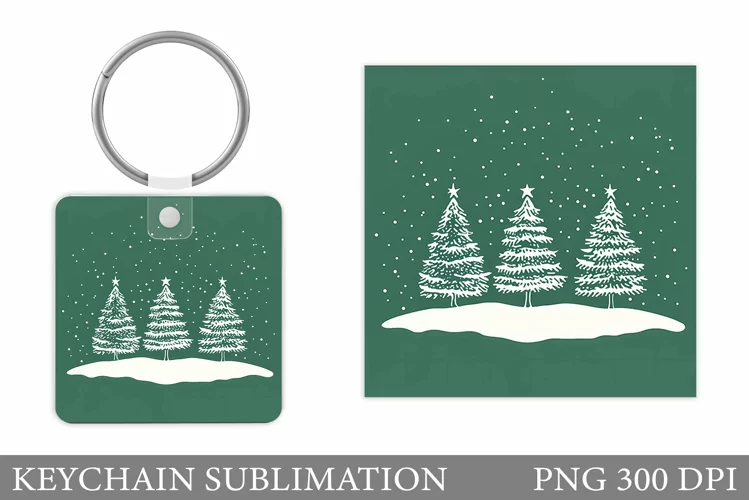 Christmas Tree Keychain. Christmas Keychain Sublimation