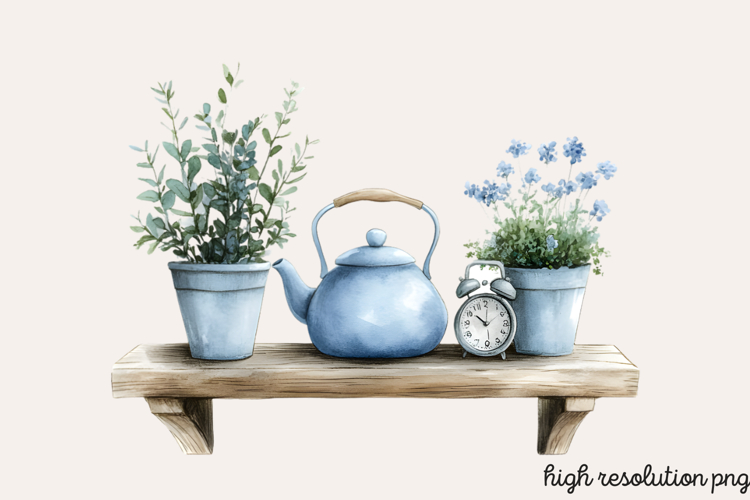 Blue Cozy Spring Home Clipart PNG