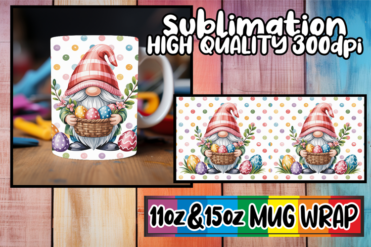 Wholesome vibes 11oz 15oz sublimation wrap, Easter Gnomes