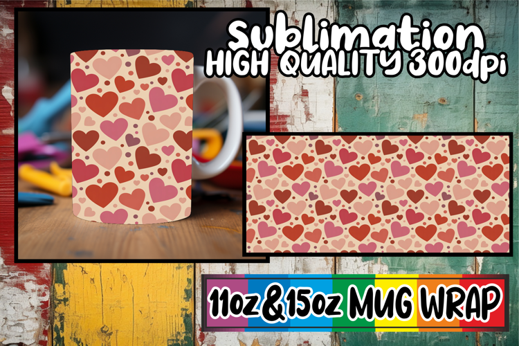 Gentle smiles 11oz 15oz sublimation wrap, Valentine's Patter