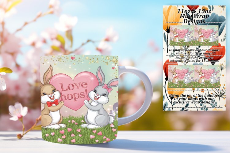 Trendy 15oz Mug Wrap Png Design , Valentines