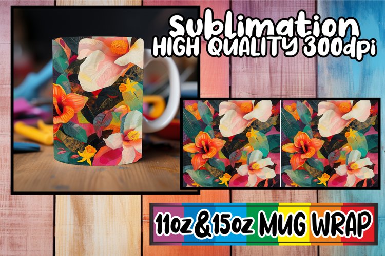 Colorful Blossom Wonderland Mug Wrap 11oz/15oz
