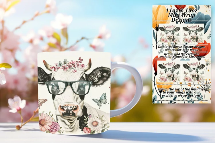 Springtime Bovine Serenity Mug Wrap