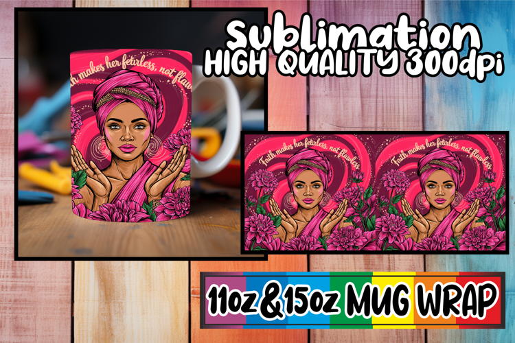 Cheerful thoughts 11oz 15oz sublimation wrap, Praying Woman