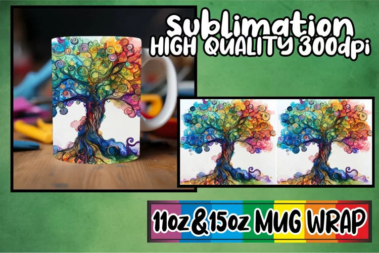 Whimsical Forest Mug Sublimation Wrap - Spring Design